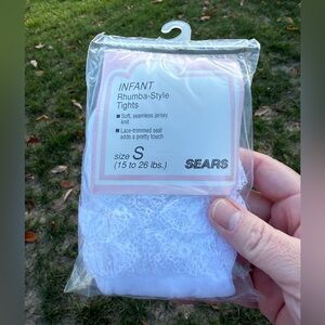 Sears Vintage White Nylon Tights Baby Infant Rhumba Style NWT Small 15-26 Pounds